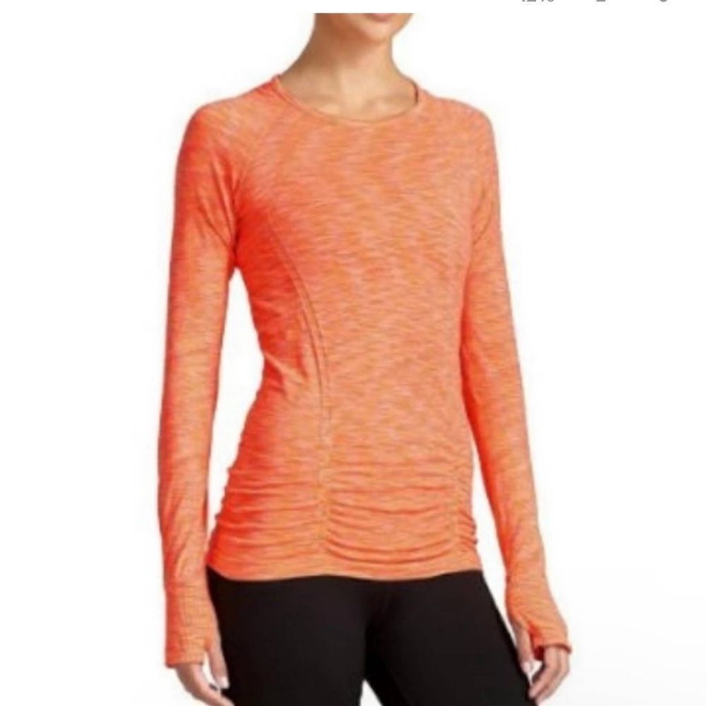 ATHLETA Fastest Track Long Sleeve Shirt Orange Size Medium